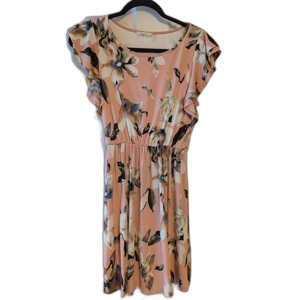 Beeson River Floral Fairycore Whimsical Flowy Dress Small Flutter Sleeves